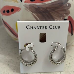 Charter Club silver braided hoop pierced earrings